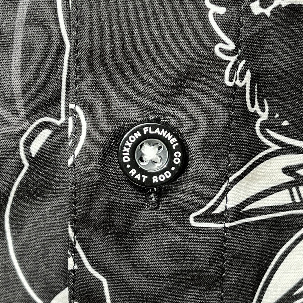 Dixxon Flannel‎ Co Rat Rod Skull Button Up Shirt 4X Black Short Sleeve - Picture 8 of 15
